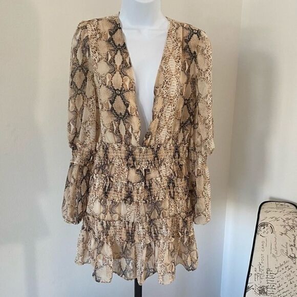 Olivaceous Snake Print Mini Dress (S) - Picture 1 of 5